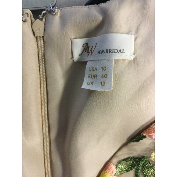 AW BRIDAL 10 L Cream Carole Floral Wedding Guest Formal Party Maxi Dress NEW b24 - Picture 5 of 8